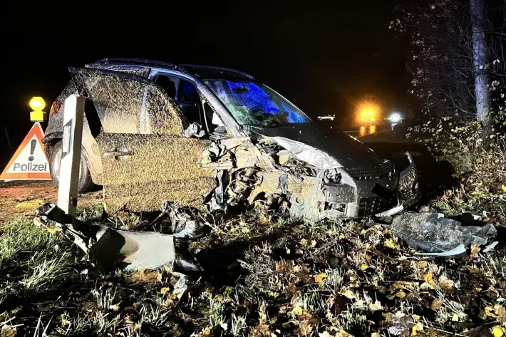 Merishausen SH – Autofahrer (72) wegen Sekundenschlaf verunfallt – zwei Verletzte