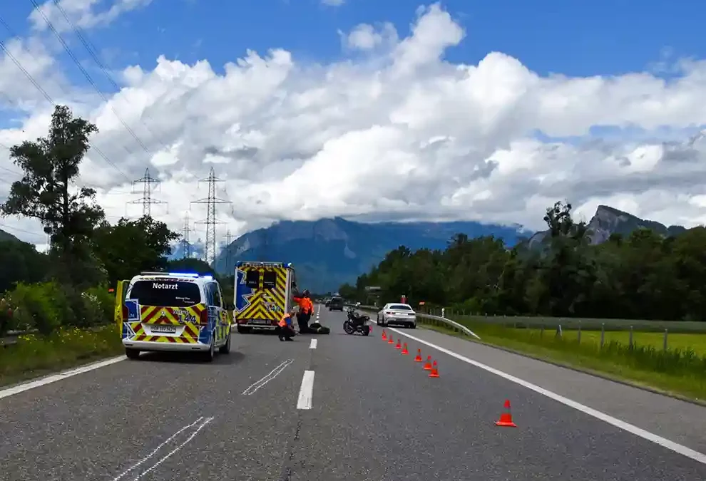 Maienfeld SG – Ein Verletzter bei Kollision auf der A13