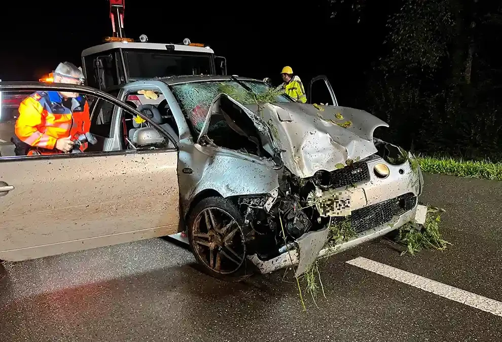 Aeugst am Albis – Selbstunfall mit Personenwagen fordert zwei Verletzte