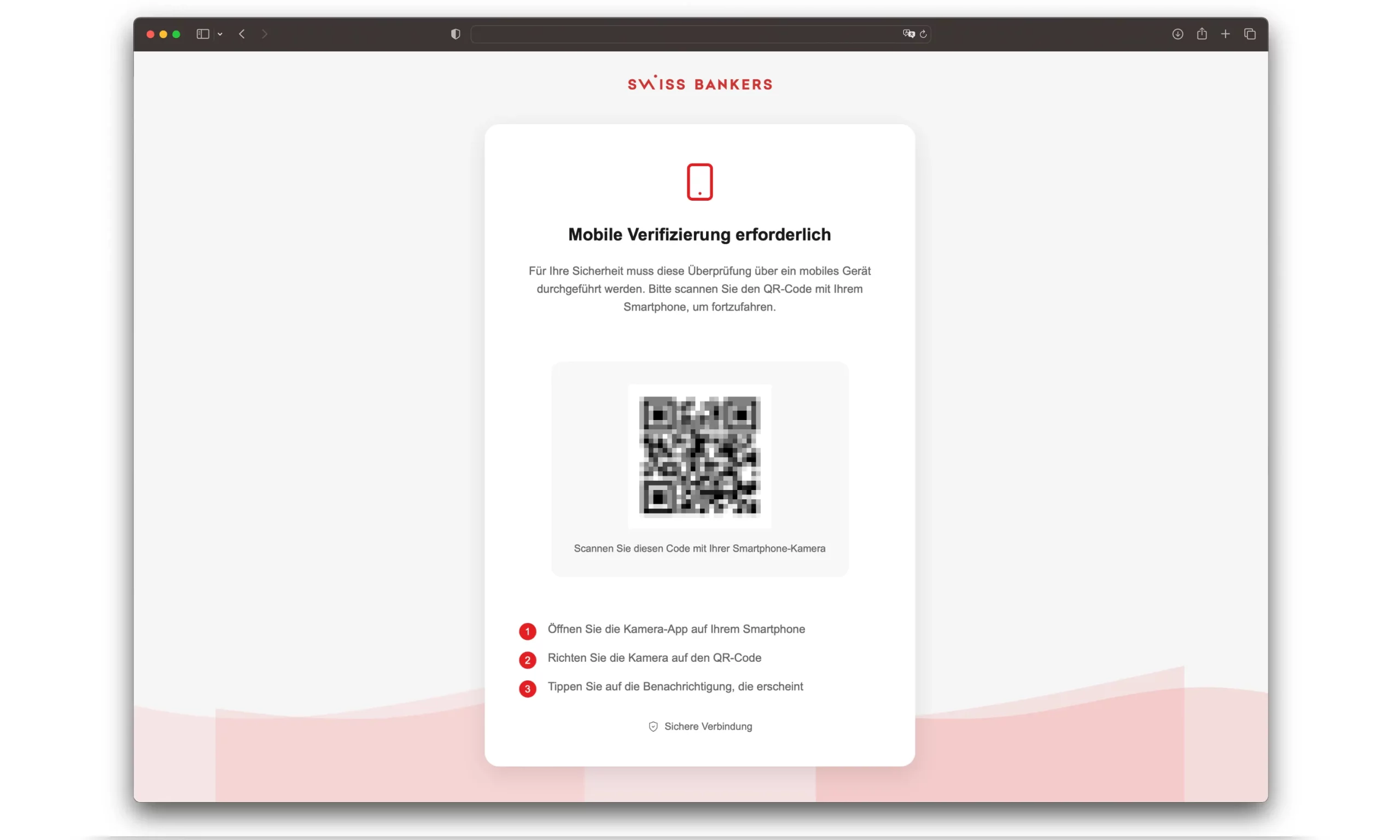 Wird kein Mobilgerät erkannt, erscheint ein QR-Code mit der Aufforderung, diesen zu scannen, um die Seite auf einem Smartphone zu öffnen.</p>
<p>